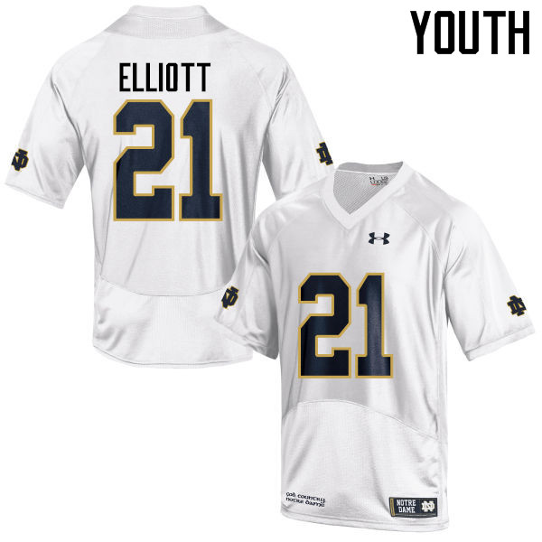 Youth #21 Jalen Elliott Notre Dame Fighting Irish College Football Jerseys-White